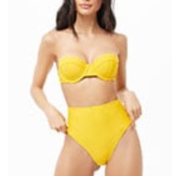 Forever21 High-Waisted Bikini Bottoms GOLD/YELLOW - Picture 2 of 5